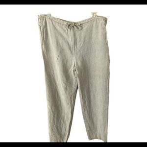 Donna Karan Drawstring 100% Linen Lounge Pants M Tan Minimalist Cottagecore